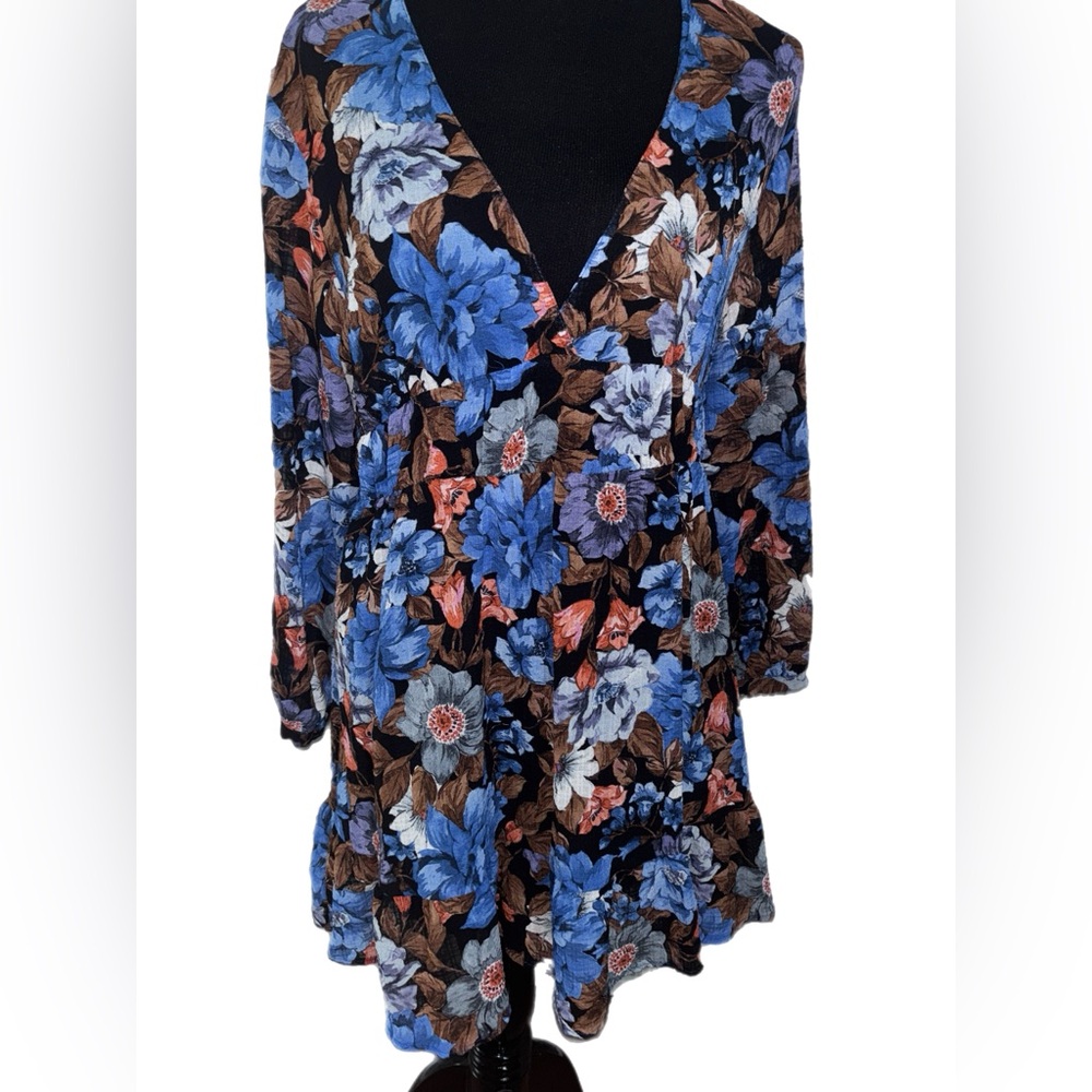 Zara Multicolor Blue Floral Dress